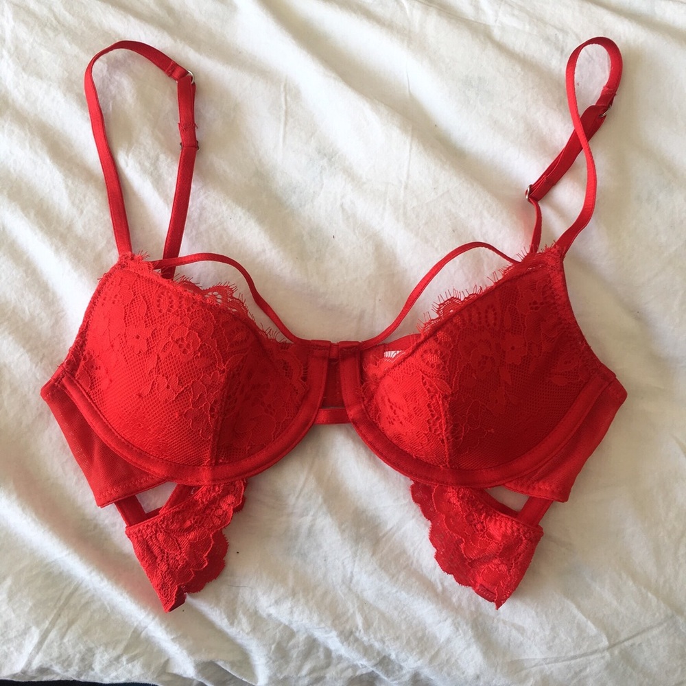 Topshop red longline bra